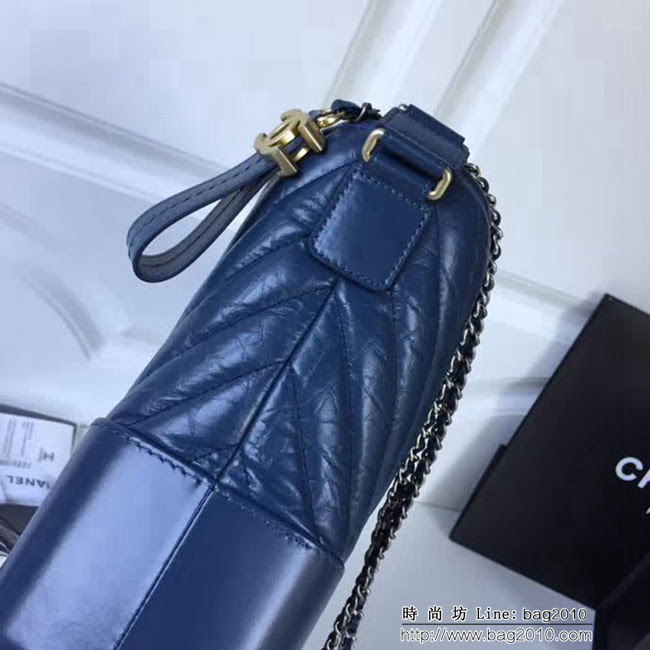 香奈兒CHANEL2018年新款V格 Chanel Gabrielle 霧霾藍鏈條流浪包 DSC2066
